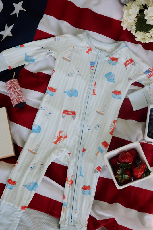 Coastal Americana Bamboo Zip Pajamas