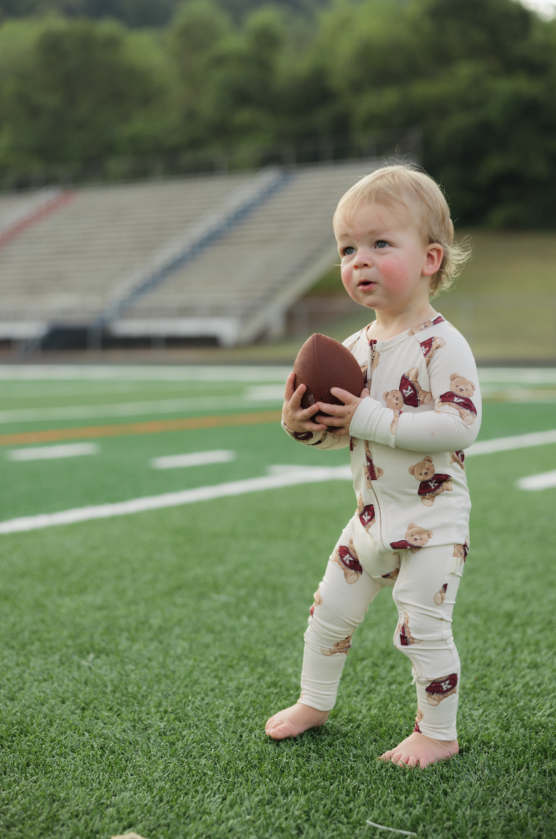 Vintage Teddy Bamboo Zip Pajamas