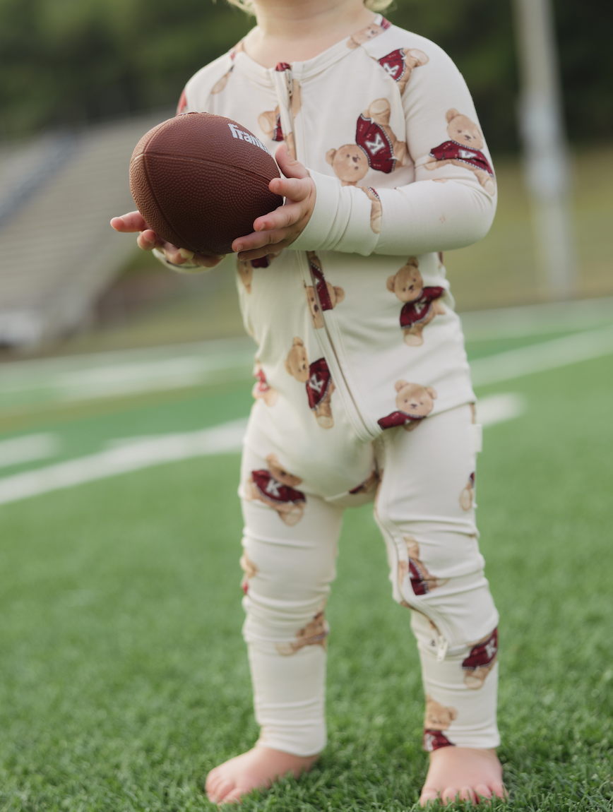 Vintage Teddy Bamboo Zip Pajamas