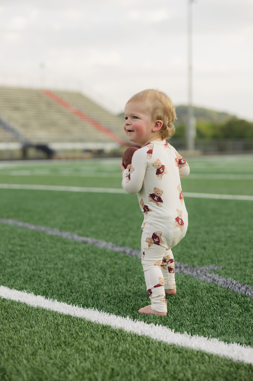 Vintage Teddy Bamboo Zip Pajamas