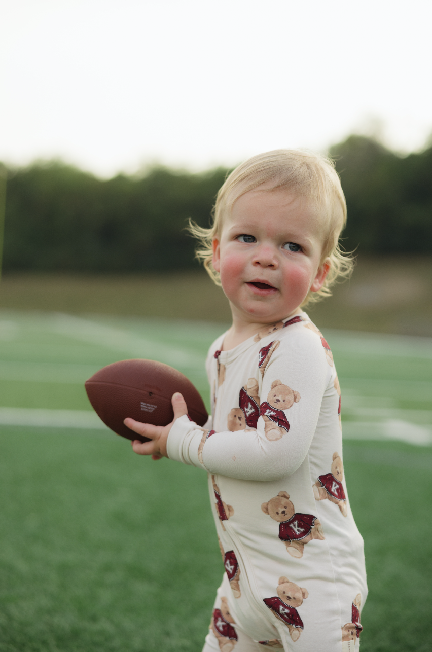 Vintage Teddy Bamboo Zip Pajamas