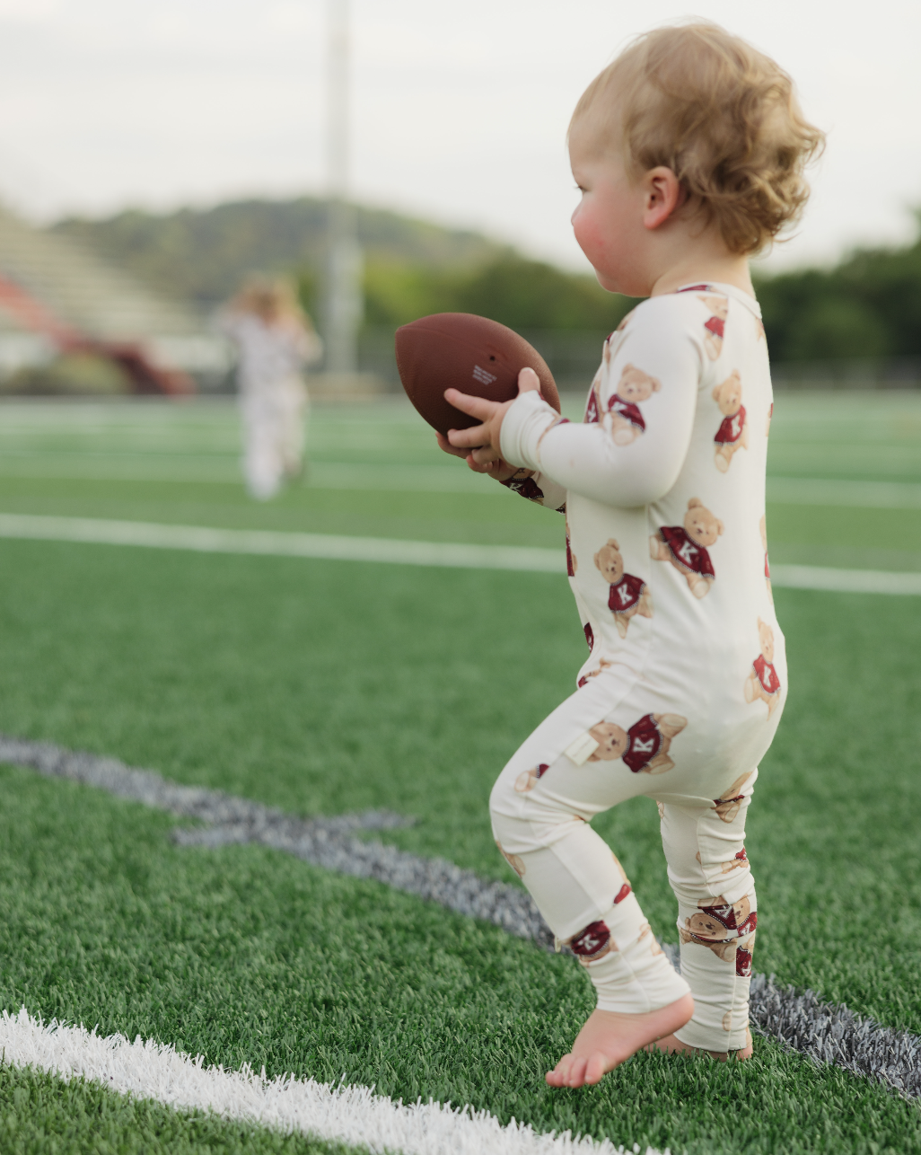 Vintage Teddy Bamboo Zip Pajamas