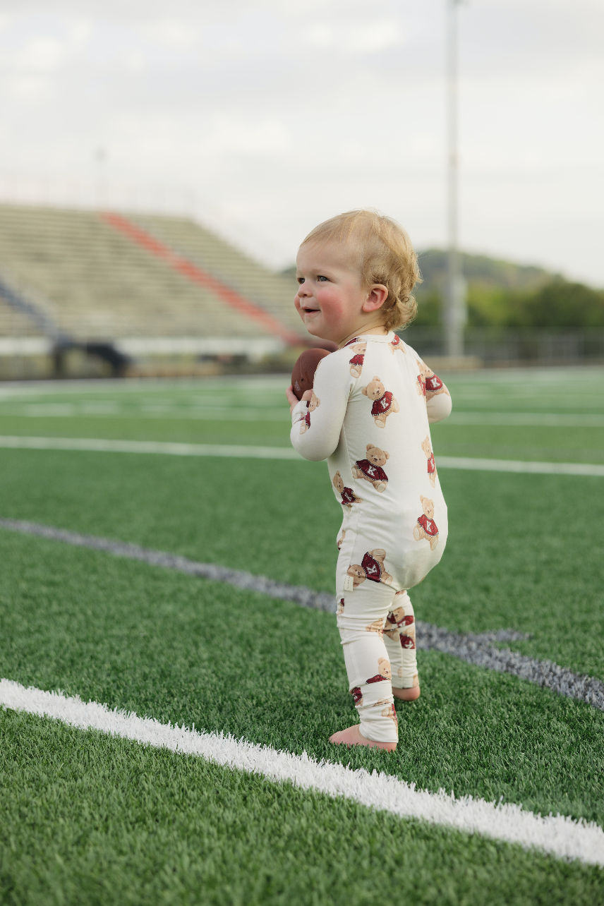 Vintage Teddy Bamboo Zip Pajamas