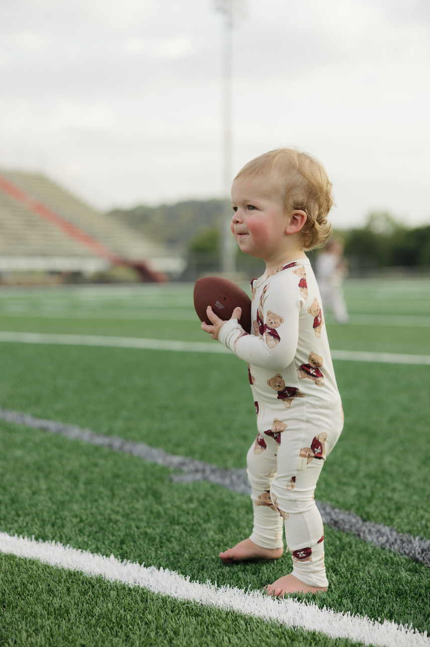Vintage Teddy Bamboo Zip Pajamas
