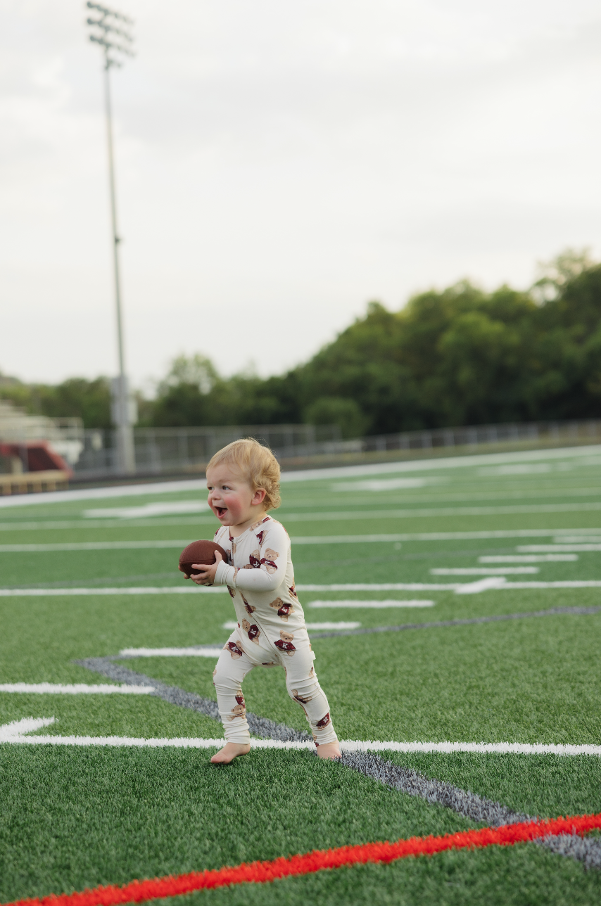 Vintage Teddy Bamboo Zip Pajamas