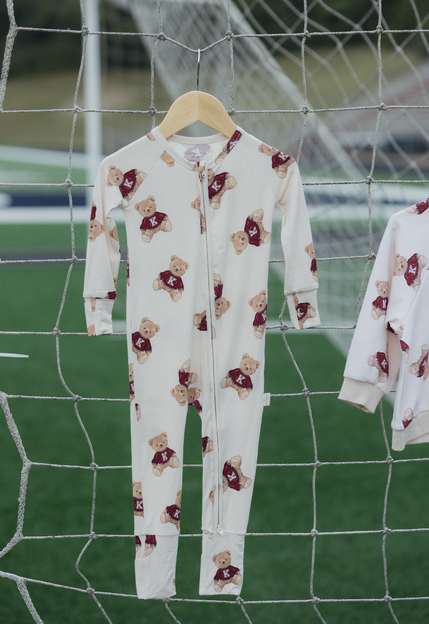 Vintage Teddy Bamboo Zip Pajamas