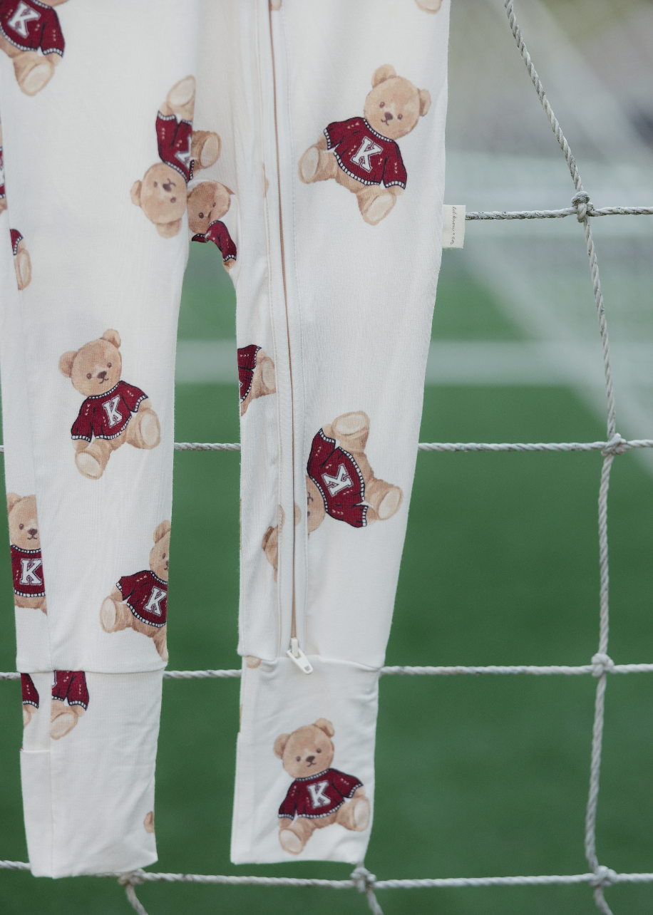 Vintage Teddy Bamboo Zip Pajamas